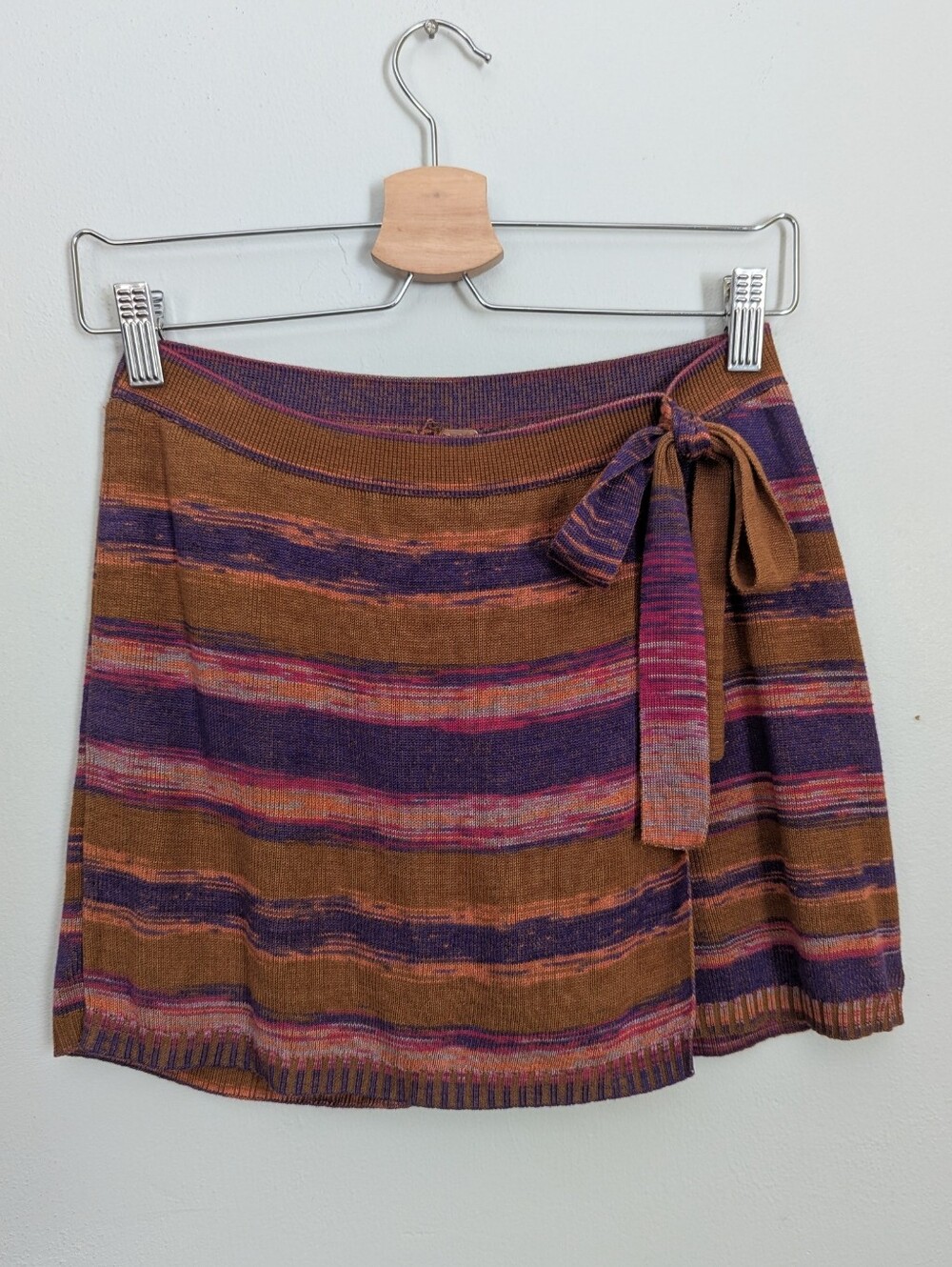 Free People Sunrise Knit Wrap Skort Sweater Mini Skirt M Multi Stripe Shorts